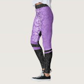 Leggings Conception géométrique des damas violet et noir (Gauche)