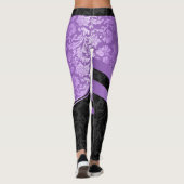 Leggings Conception géométrique des damas violet et noir (Dos)