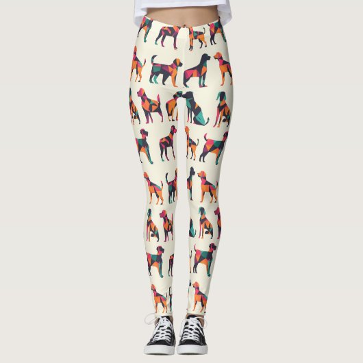Leggings Conception géométrique des silhouettes de chien (Devant)