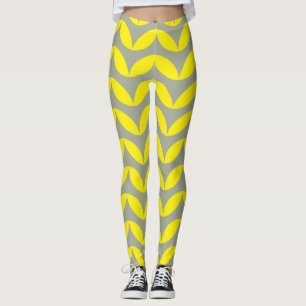 Leggings Conception géométrique en demi-cercle jaune et gri