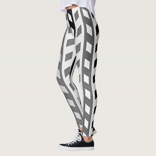 Leggings Conception géométrique, gris, noir, blanc, (Gauche)