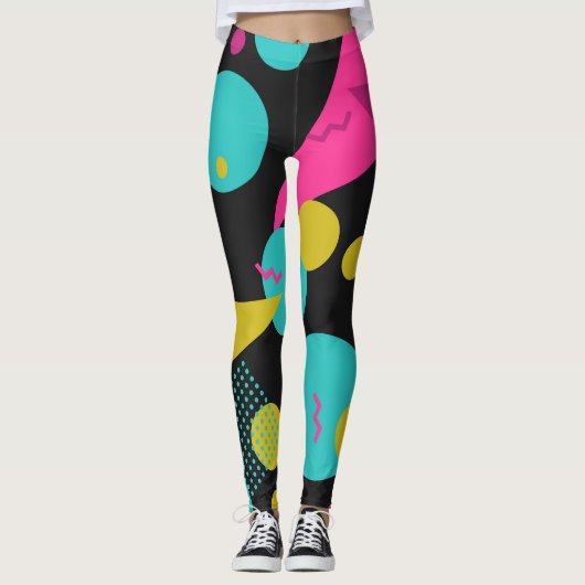 Leggings Conception géométrique Memphis des années 80 rétro (Devant)