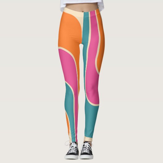 Leggings Conception géométrique rétro moderne (Devant)