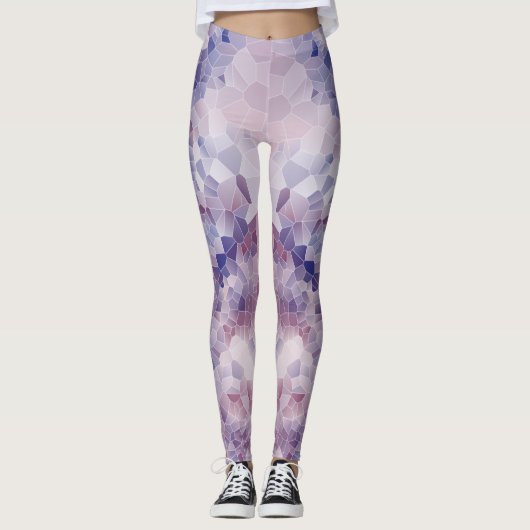 Leggings Conception géométrique rose et violet souple (Devant)