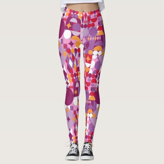 Leggings Conception géométrique violette avantgardiste (Devant)