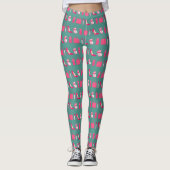 Leggings Conception girly turquoise et rose de choses (Devant)