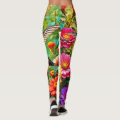 Leggings Conception magique de colibri aux tons bijoux (Dos)