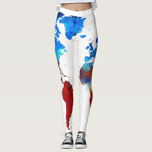 Leggings Conception moderne de carte du monde sur les (Devant)