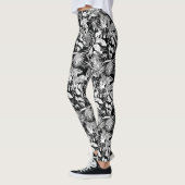 Leggings Conception moderne de Motif noir blanc tropical fe (Gauche)