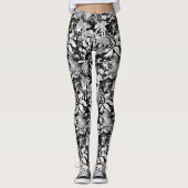 Leggings Conception moderne de Motif noir blanc tropical fe (Devant)