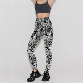 Leggings Conception moderne de Motif noir blanc tropical fe