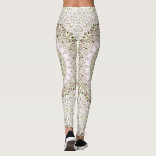 Leggings Conception Motif de Mandala rose et vert (Dos)