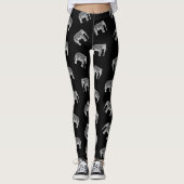 Leggings Conception noire et blanche de rétro d'éléphant (Devant)