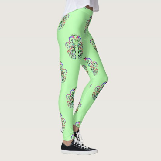 Leggings Conception peinte à la main de cœur en spirale 4 (Droite)