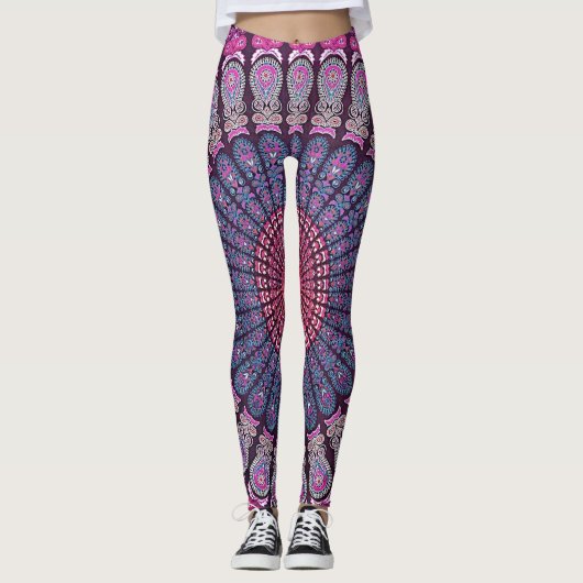 Leggings Conception psychédélique colorée de mandala (Devant)