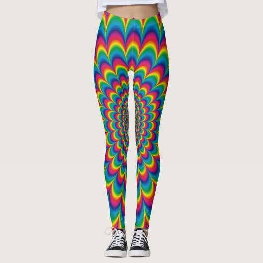 Leggings Conception psychédélique d'abrégé sur arc-en-ciel (Devant)