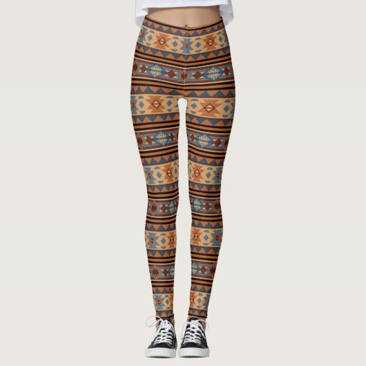 Leggings Conception sud-ouest Adobe Grey Brown Tribal Motif (Devant)