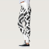 Leggings Conception tribale : Noir Blanc Dessiné À La Main (Gauche)