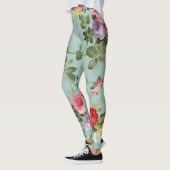 Leggings Conception vintage de fleurs vertes (Gauche)