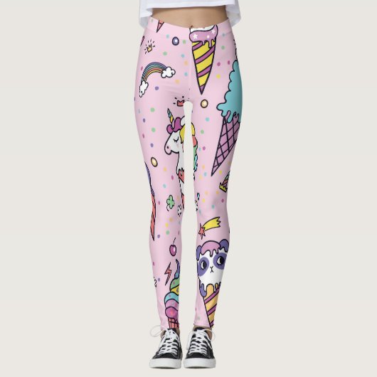 Leggings Cônes de crème glacée mignonne (Devant)