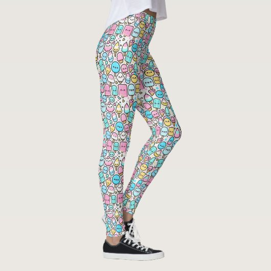 Leggings Cônes de glace et glaces à l'eau Doodle (Droite)