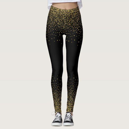 Leggings Confetti Or en noir (Devant)