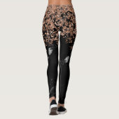 Leggings Confettis roses d'or de Faux de marbre noir du (Dos)