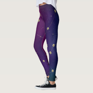 Leggings Constellation de Galaxie Sombre Faux Or