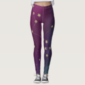 Leggings Constellation en galaxie foncée Faux Gold (Devant)