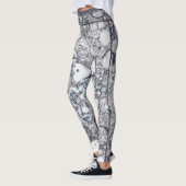 Leggings Contemporary Gray Blue Abstraction Special Paint (Gauche)