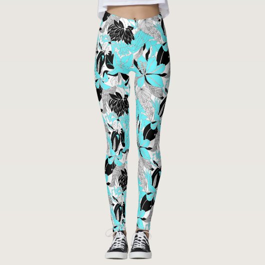 Leggings Contour Hawaii Tropical Lily et Protea Floral (Devant)