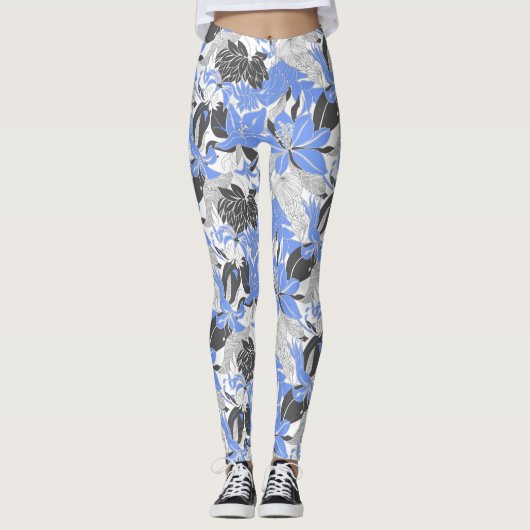 Leggings Contour Hawaii Tropical Lily et Protea Floral (Devant)
