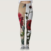 Leggings "Contraste en fleur : noire et rouge" (Devant)