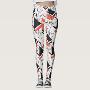 Leggings Contraste floral géométrique moderne