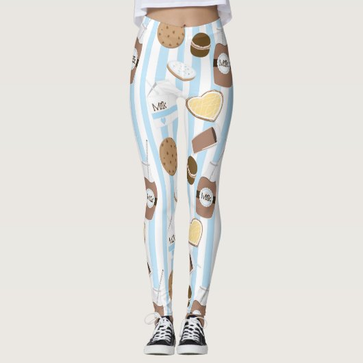 Leggings Cookies & Lait Bleu Motif rayé (Devant)