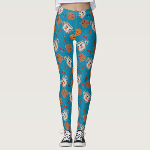 Leggings Cookies, petits pains : motif arrière - plan bleu