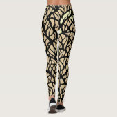 Leggings Cool Abstrait Géométrique Beige Black Lines Motif (Dos)