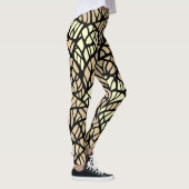Leggings Cool Abstrait Géométrique Beige Black Lines Motif (Droite)