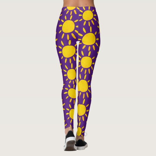 Leggings Cool Abstrait Jaune Été Soleil Motif Violet (Dos)