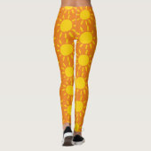 Leggings Cool Abstrait Jaune Motif Soleil Été Sur Orange (Dos)
