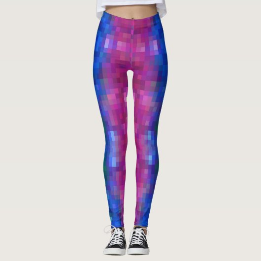 Leggings Cool Abstrait Rainbow Gradient Pixel Art Motif (Devant)