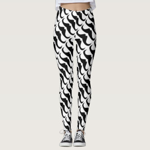 Leggings Cool Black Handlebar moustache motif sur blanc
