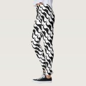 Leggings Cool Black Handlebar moustache motif sur blanc (Gauche)