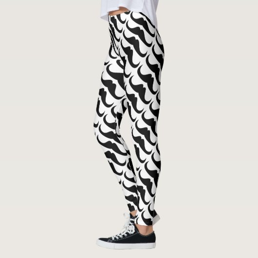 Leggings Cool Black Handlebar moustache motif sur blanc (Gauche)