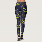 Leggings Cool Black Yellow Jack-o'-lantern Citrouille Hallo (Dos)