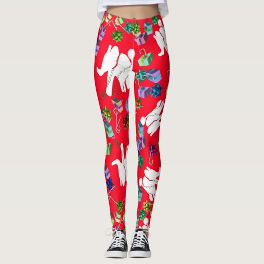 Leggings Cool blanc éléphant cadeau de Noël (Devant)