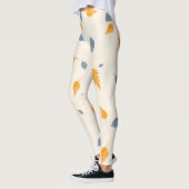 Leggings Cool Bleu & Jaune Doré Feuilles Sur Crème (Gauche)