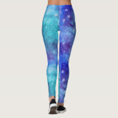 Leggings Cool Blue Winter Sky Snowflake Motif Aquarelle (Dos)