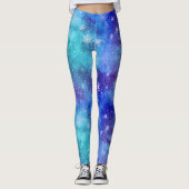 Leggings Cool Blue Winter Sky Snowflake Motif Aquarelle (Devant)