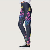 Leggings Cool Colorful Stars Fireworks Motif d'aquarelle (Gauche)